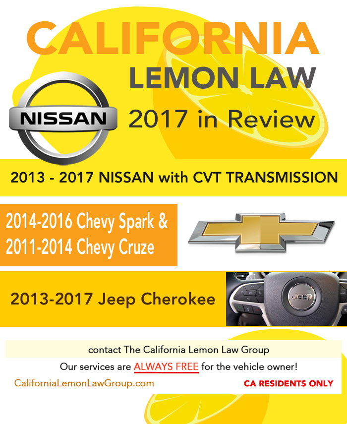 which vehicles had most lemon law cases 2017