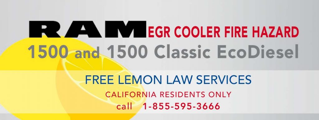 Ram 1500 and 1500 Classic EcoDiesel EGR cooler fire hazard, California lemon-law